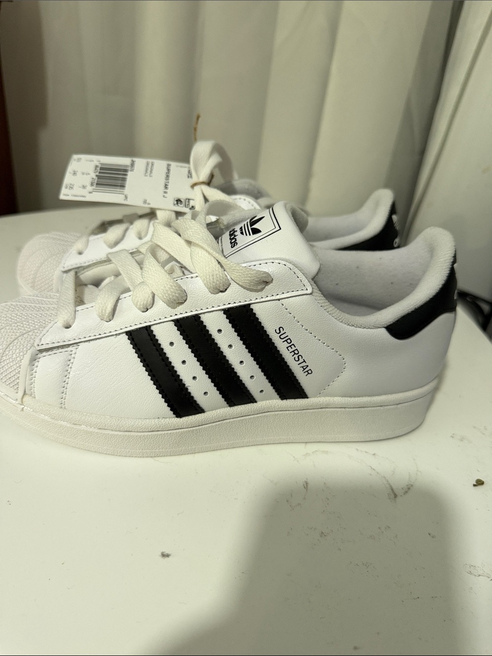 adidas Kids Superstar Sneakers - White with Black Stripes